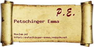 Petschinger Emma névjegykártya